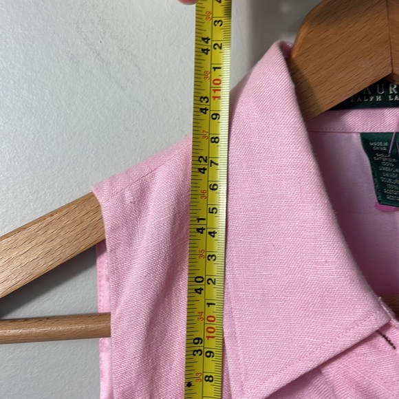 Ralph Lauren 100% linen pink button down sleeveless dress in size 12. - Picture 5 of 6
